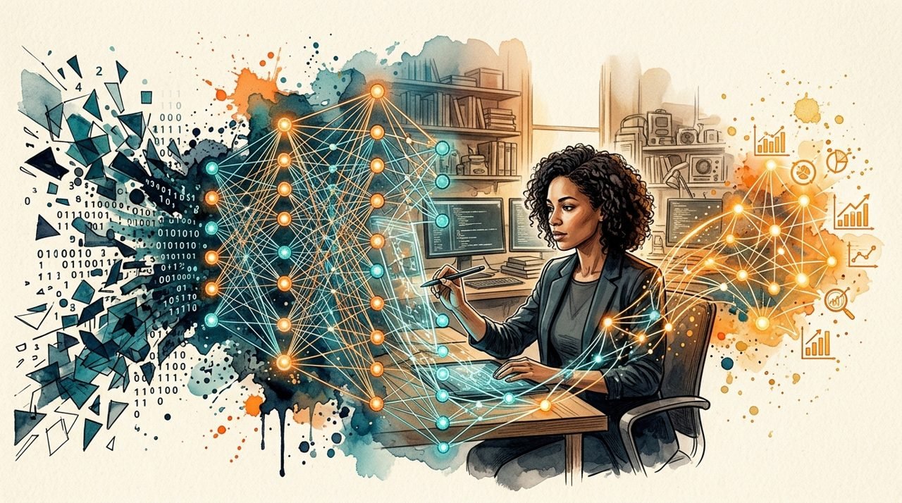 Editorial illustration accompanying Content Creation and Digital Media